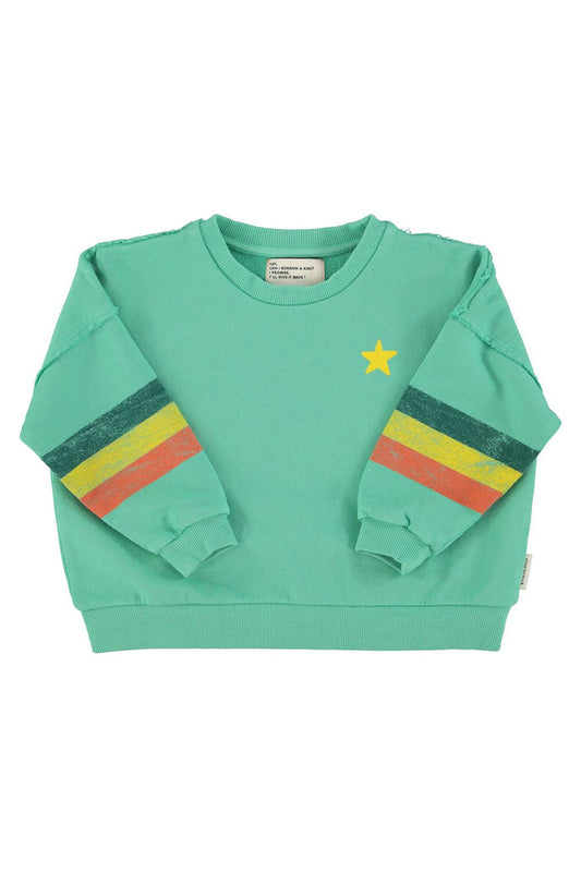 Sweatshirt in Green w/ Multicolor Stripes