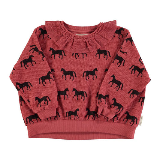 Sweatshirt in Old Pink w/ Black Horses