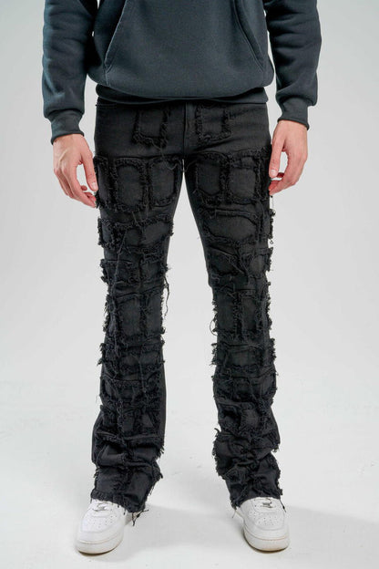 TAKER-PREMIUM STRETCH STACK PANTS WITH MULTI PATCH-T4057