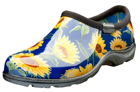 Women's Garden Shoe, Sunflower Print Blue: Sunflower Blue Sloggers Made in USA
